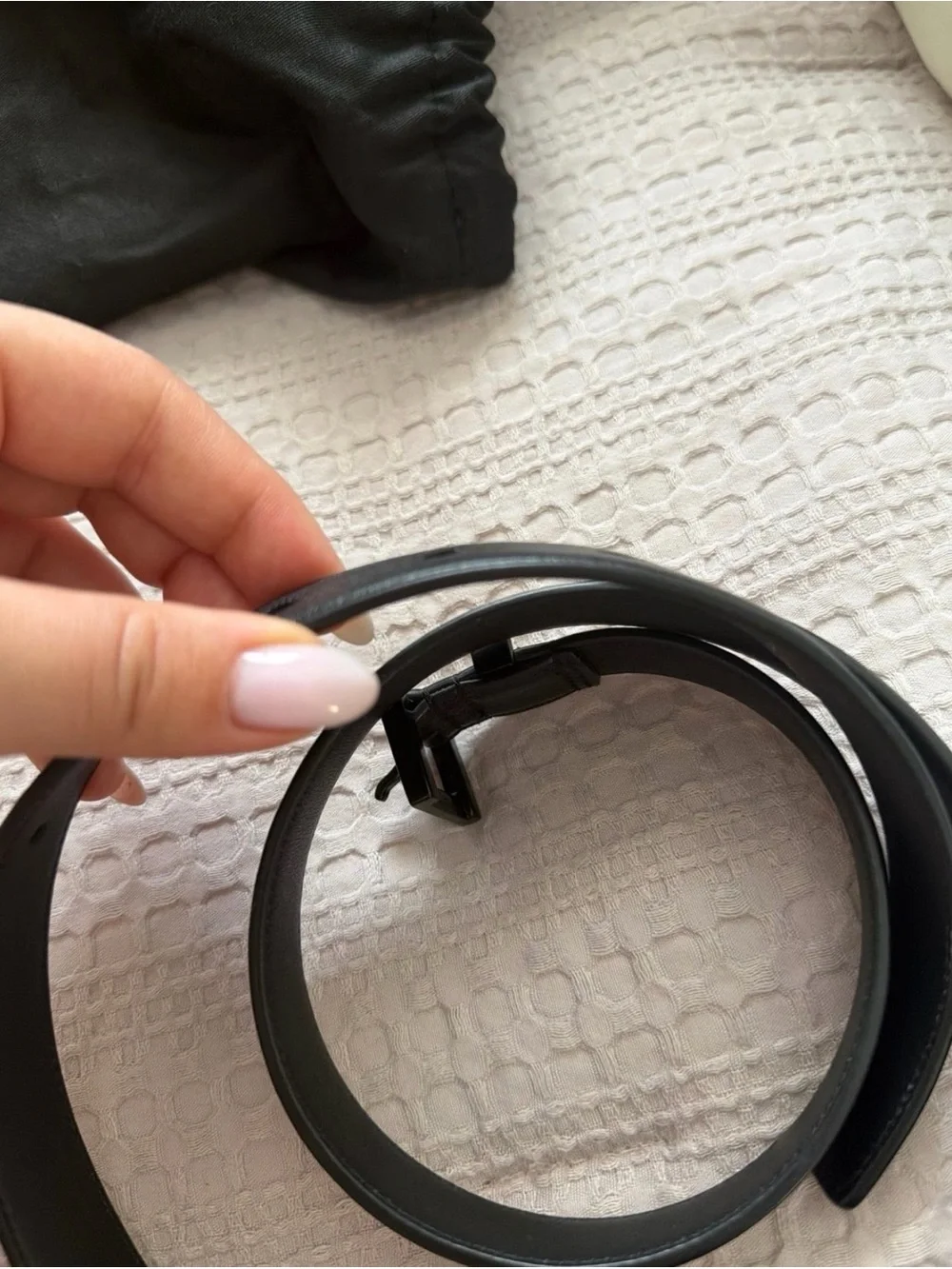 Saint Laurent Black Leather Women’s Belt with Matte Black YSL Hardware